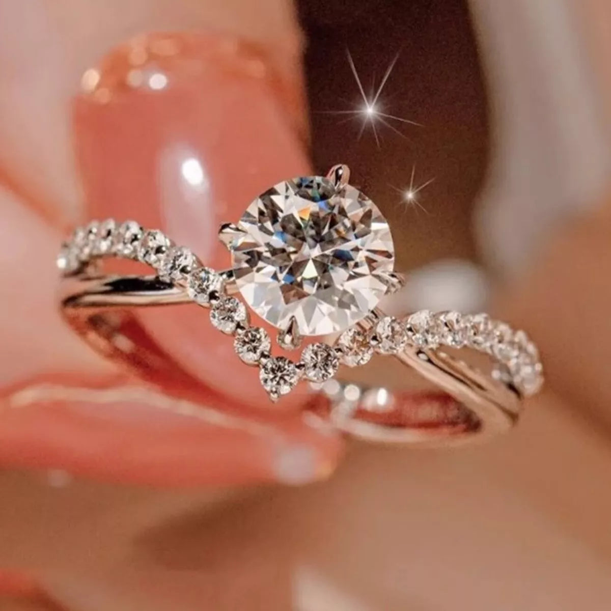 Moissanite Sterling Silver Ring - alternate ring view