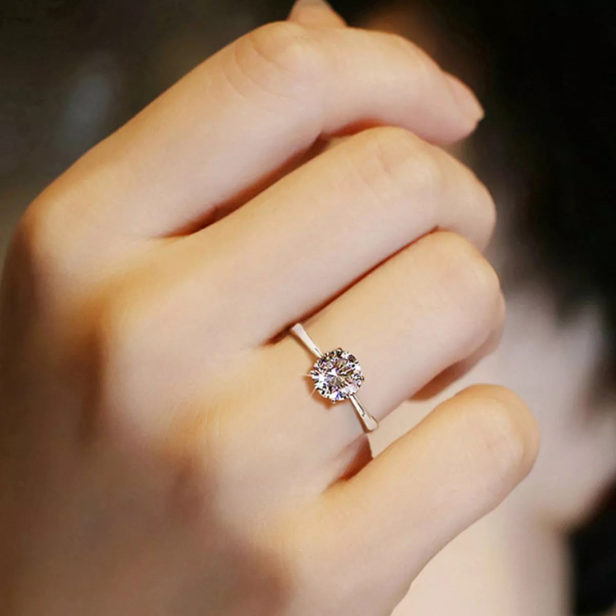 2 Carat Moissanite Sterling Silver Ring - alternate ring view