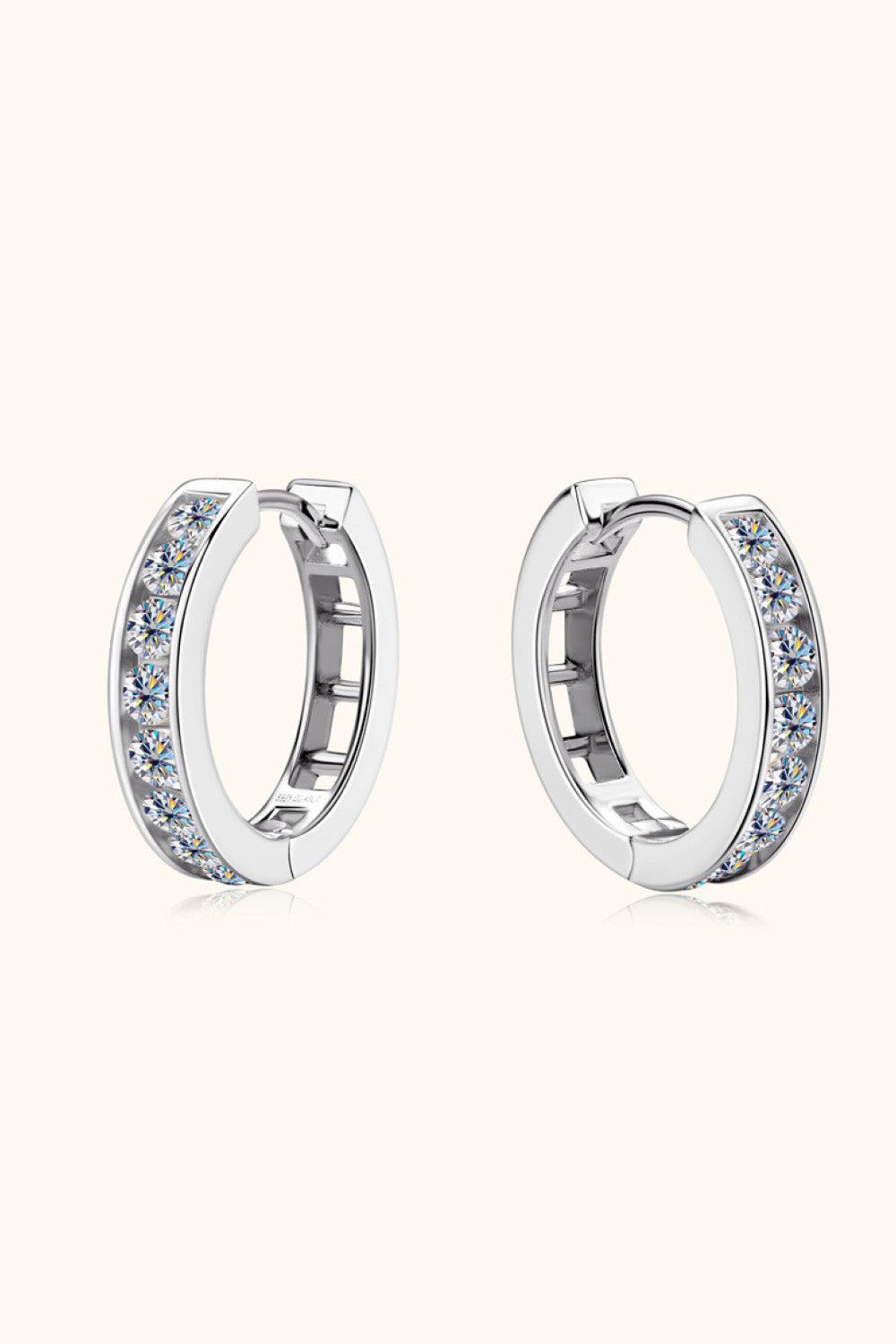 Moissanite Sterling Silver Huggie Earrings in Gold - women's huggie earrings