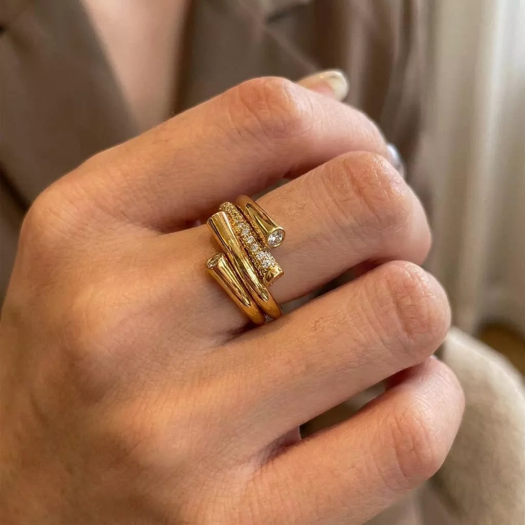 Alloy Zircon Geometric Ring in Style E - women's ring