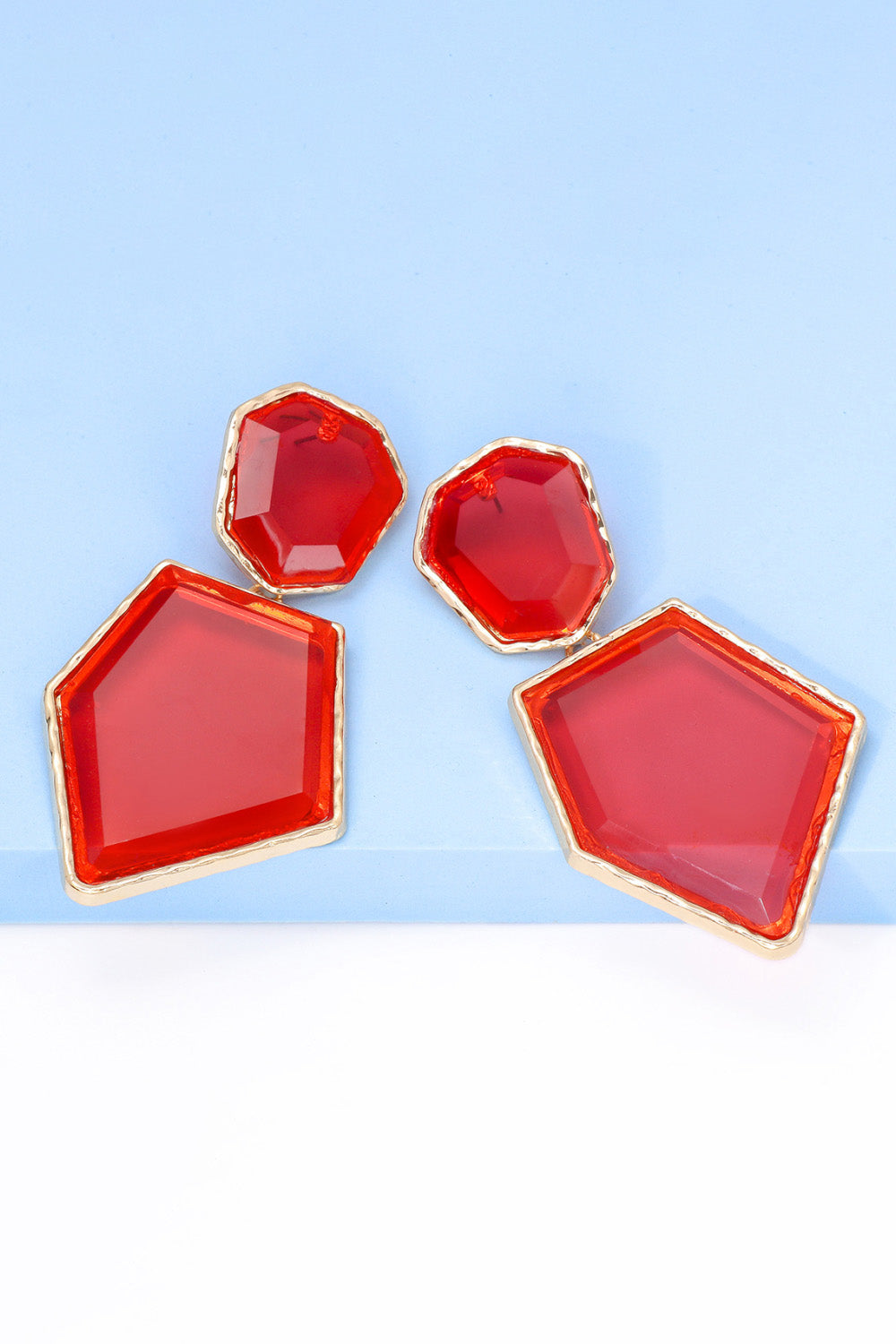 Geometric Shape Zinc Alloy Frame Resin Dangle Earrings - alternate earring view