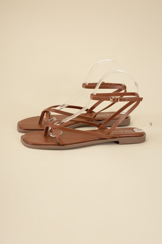 Ankle Strap Thong Flat Sandals