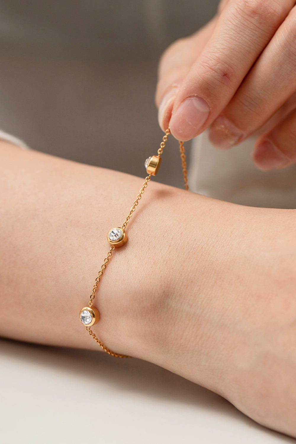 Inlaid Zircon Stainless Steel Bracelet - alternate jewelry view