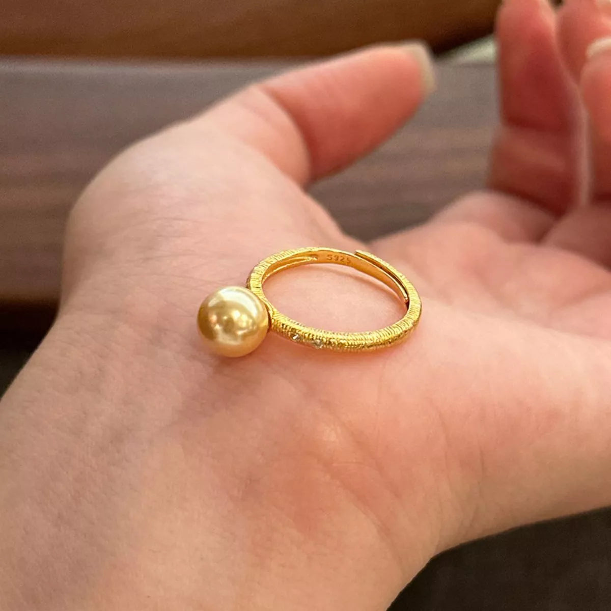 18K Gold-Plated Pearl Ring - alternate ring view