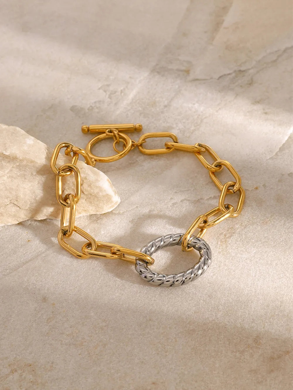 Two-Tone Stainless Steel Chain Bracelet - alternate jewelry view