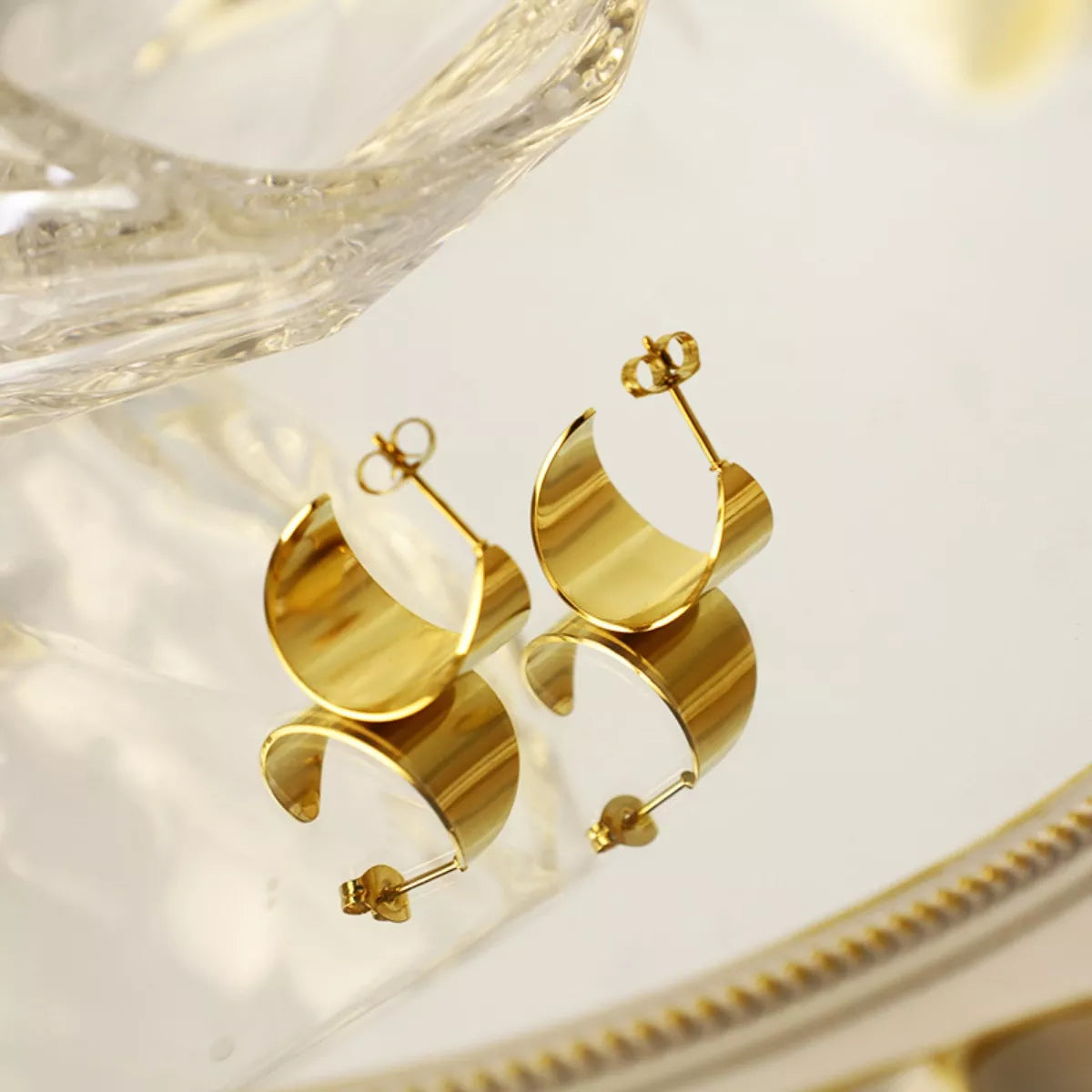 18K Gold-Plated Stud Earrings - alternate earring view