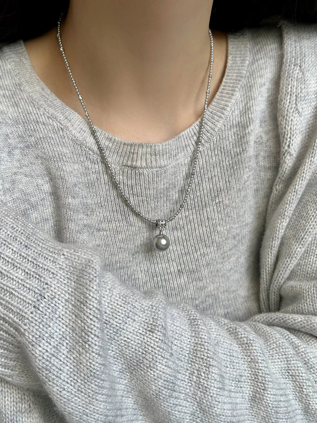 Pearl Pendant Necklace in Silver - women's pendant necklace