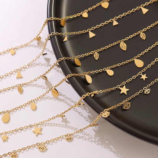 Titanium Steel Charm Necklace in Gold Heart - women's necklace