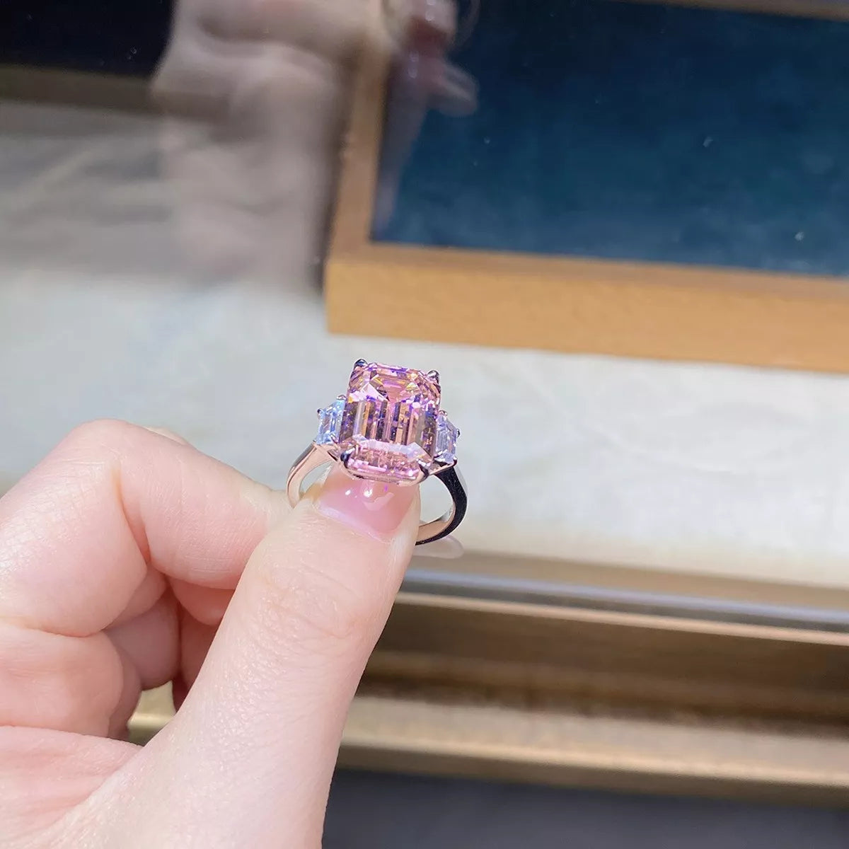 Sterling Silver Geometric Ring - alternate ring view