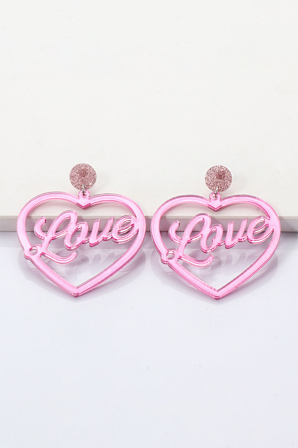 Heart Shape Acrylic Dangle Earrings - alternate earring view