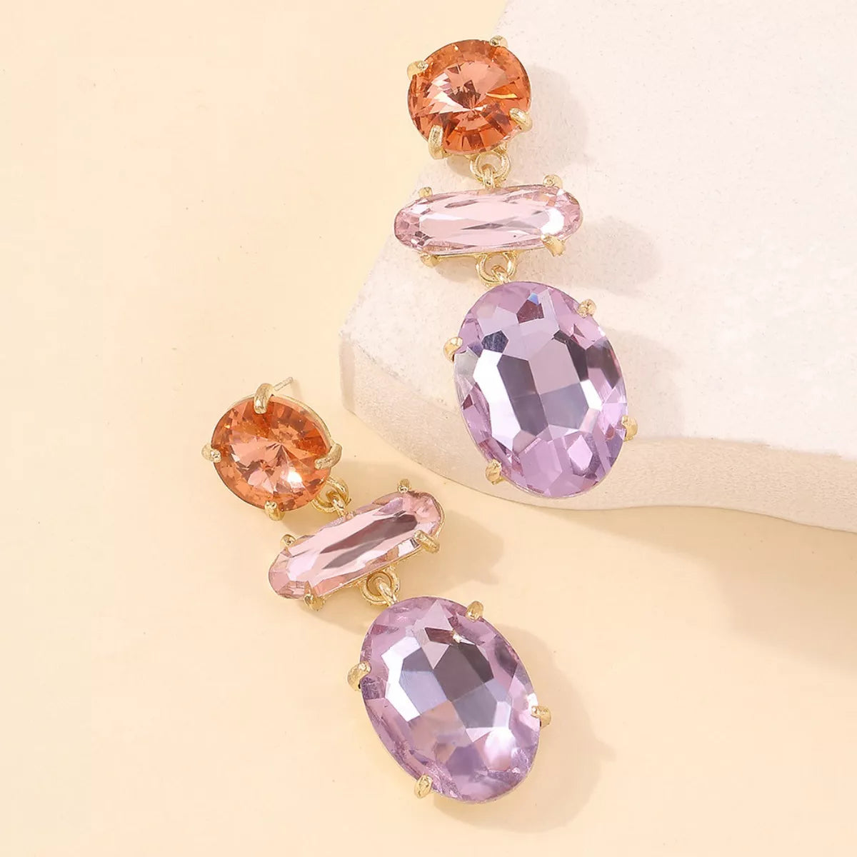 Alloy Geometric Dangle Earrings - alternate earring view