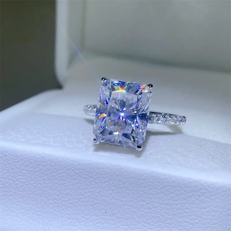 5 Carat Moissanite Zircon Sterling Silver Ring in Silver - women's ring