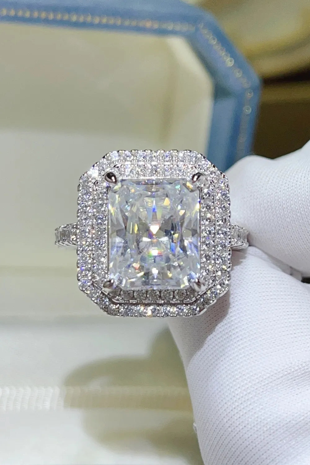 2 Carat Moissanite Sterling Silver Ring in Silver - women's ring