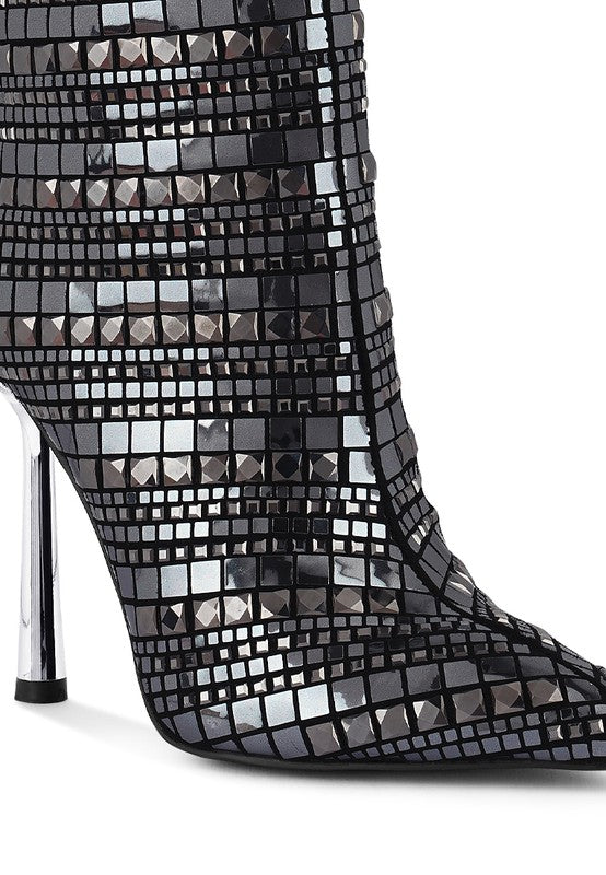 Mirror Embellished Stiletto Boots