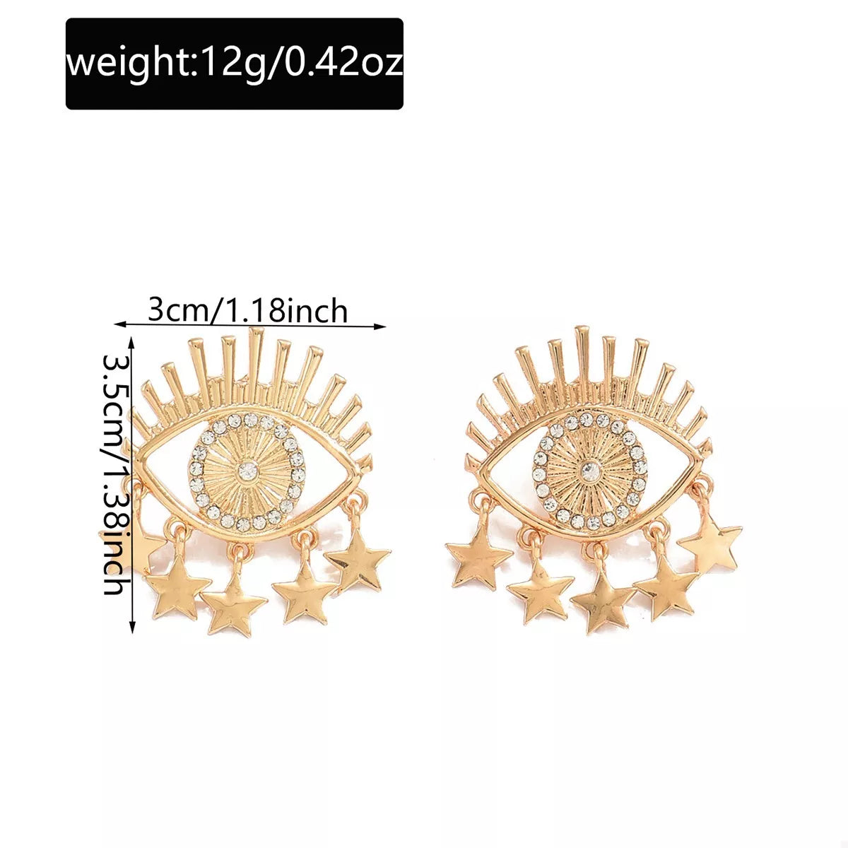 18K Gold-Plated Evil Eye Star Earrings - alternate earring view