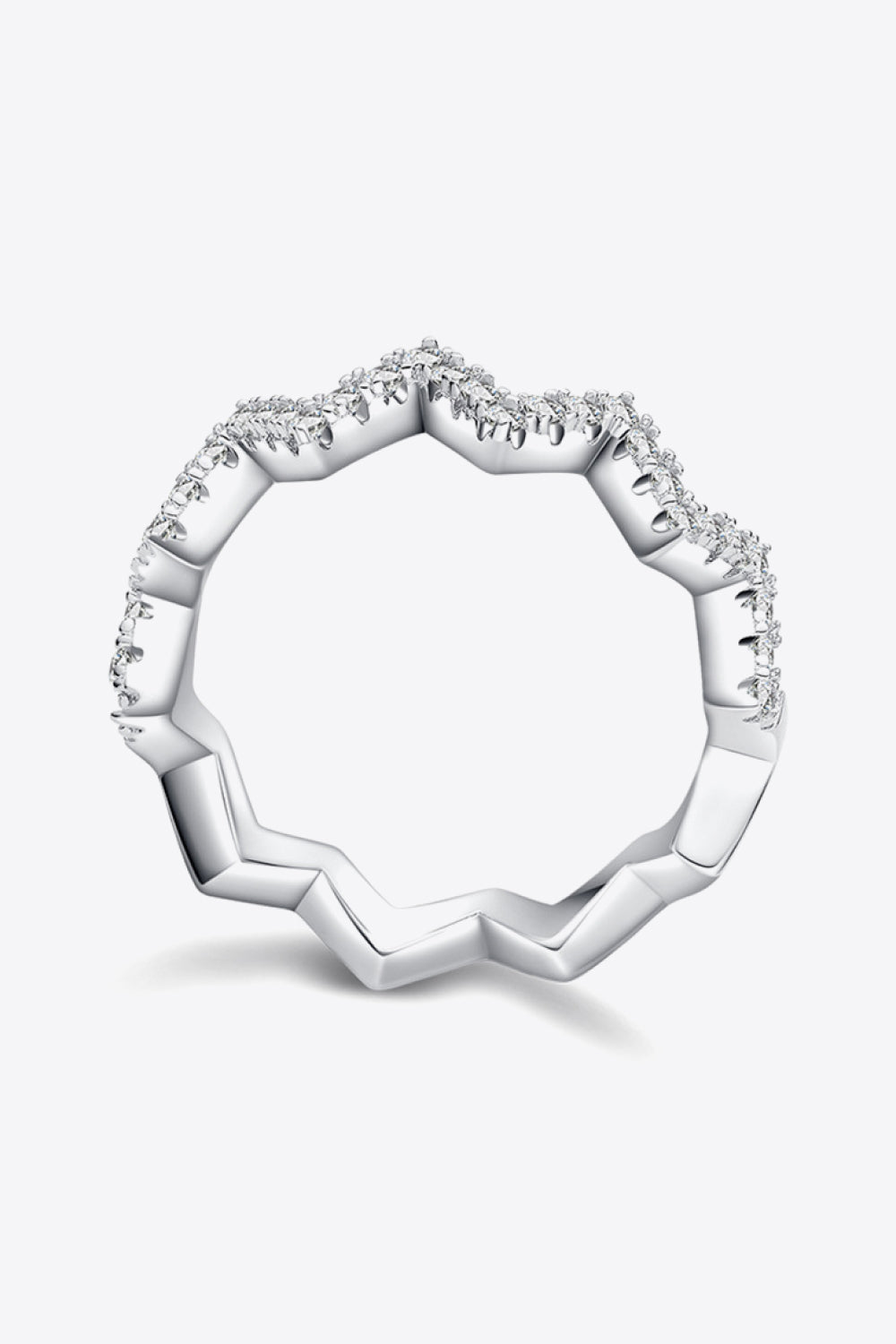 Moissanite Wavy Band Ring in Silver - women's band ring