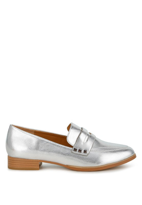 Penny Strap Metallic Loafers