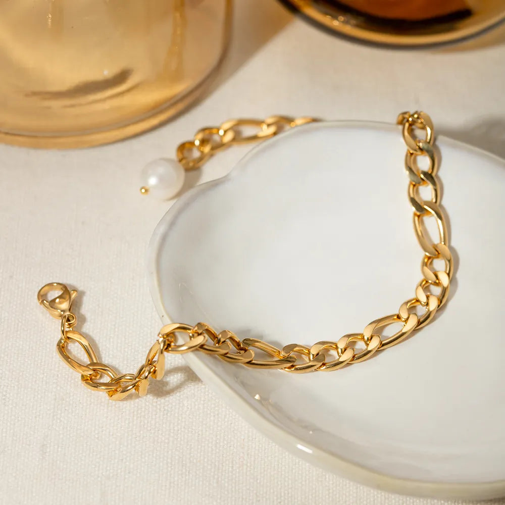 Stainless Steel Chain Pearl Anklet Bracelet - alternate jewelry view