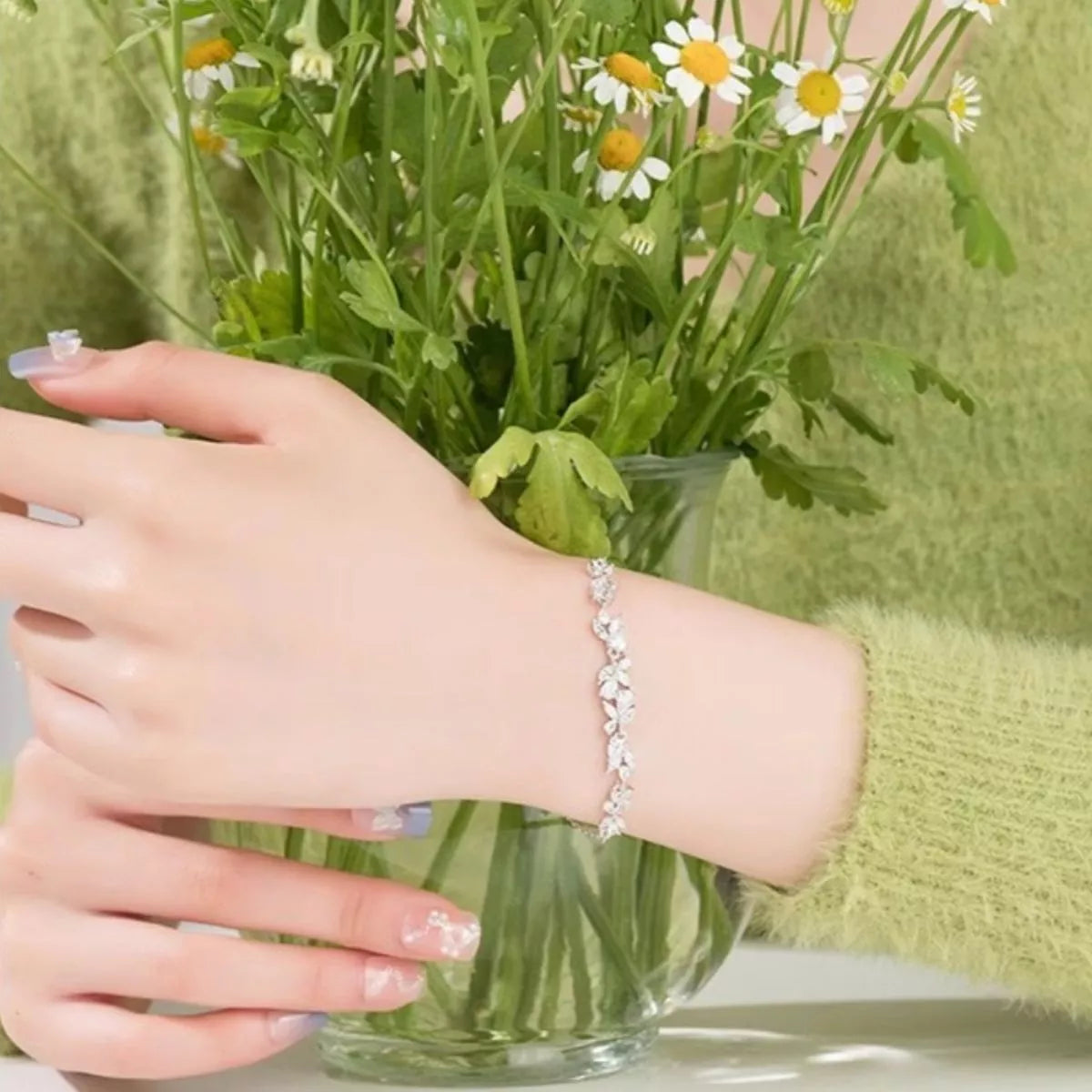 Sterling Silver Zircon Wisteria Bracelet in Silver - women's bracelet