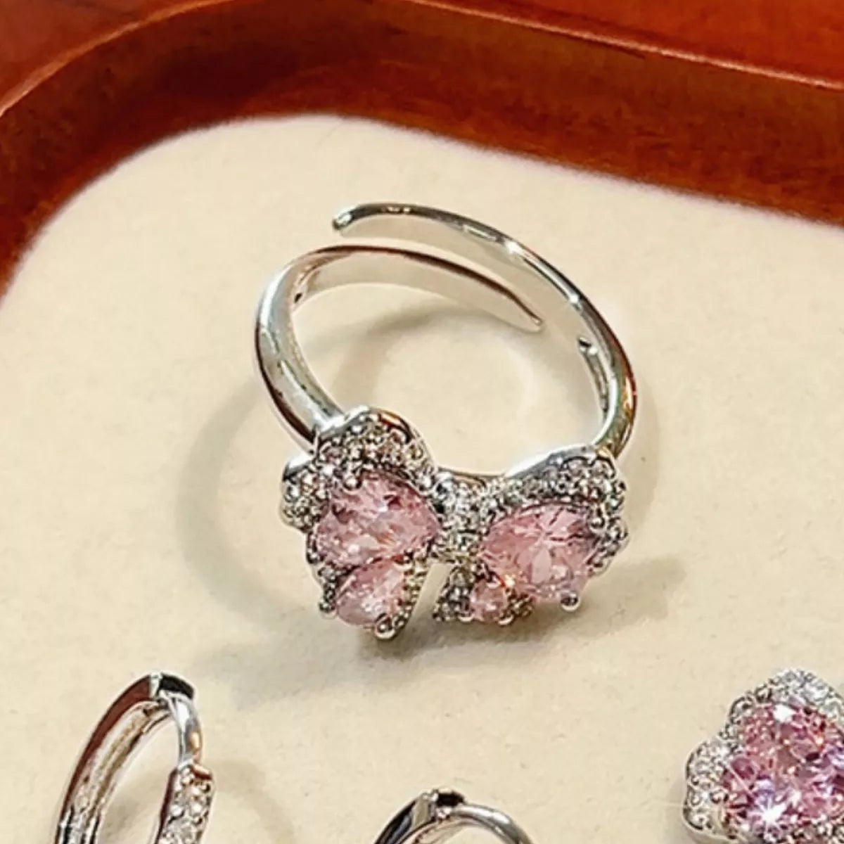 Zircon Bow Bypass Ring - alternate ring view