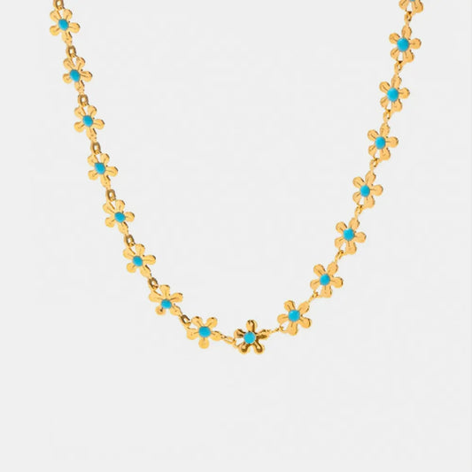 Titanium Steel Drip Oil Flower Necklace in Gold - women's necklace