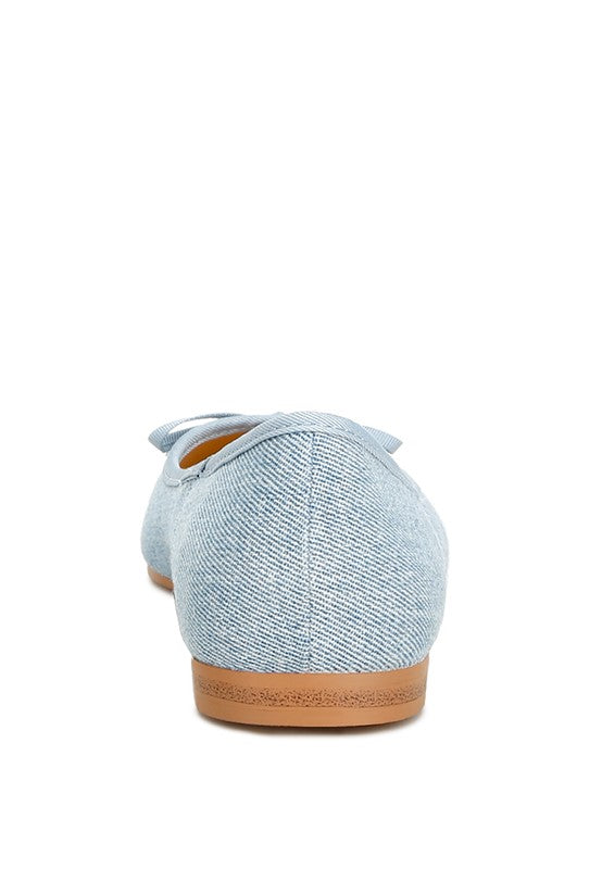 Detail Bow Denim Ballerinas