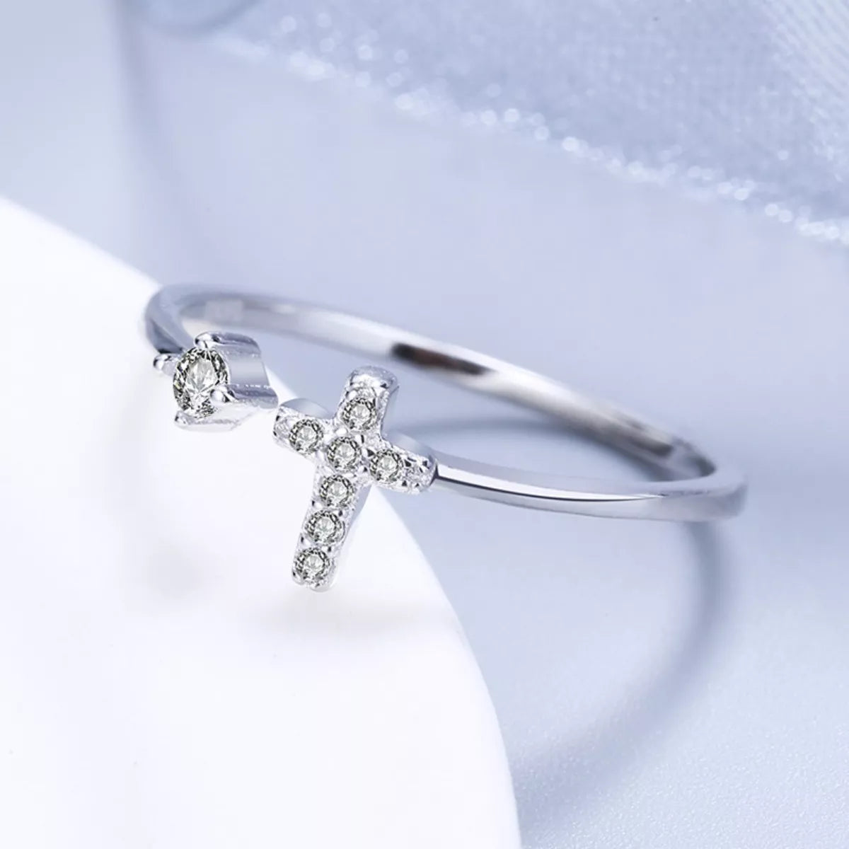 Adjustable Open Cross Ring - alternate ring view