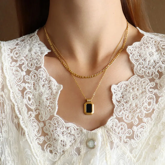 Titanium Steel Gold-Plated Pendant Necklace in Gold - women's pendant necklace