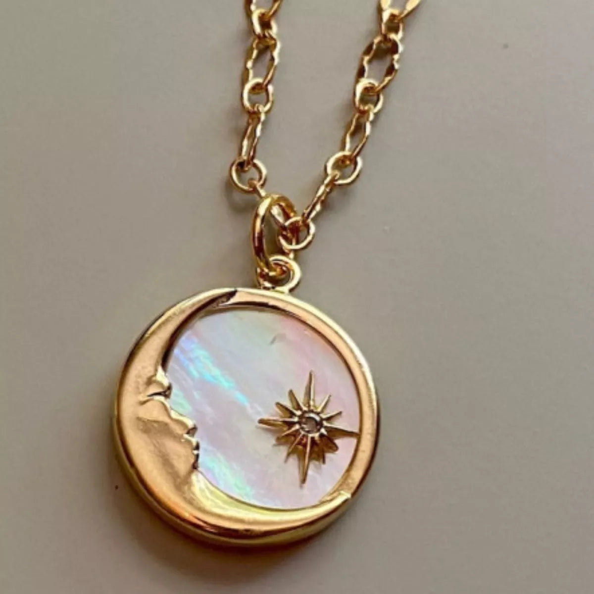 18K Gold-Plated Titanium Steel Pendant Necklace - alternate necklace view