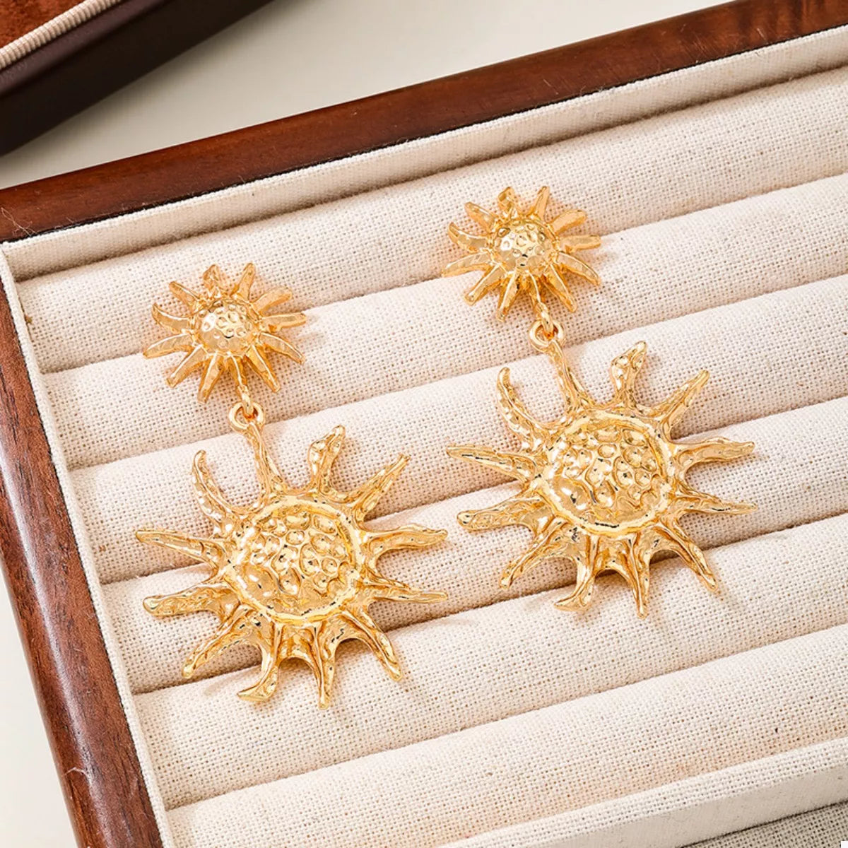 18K Gold-Plated Sun Burst Drop Earrings - alternate earring view