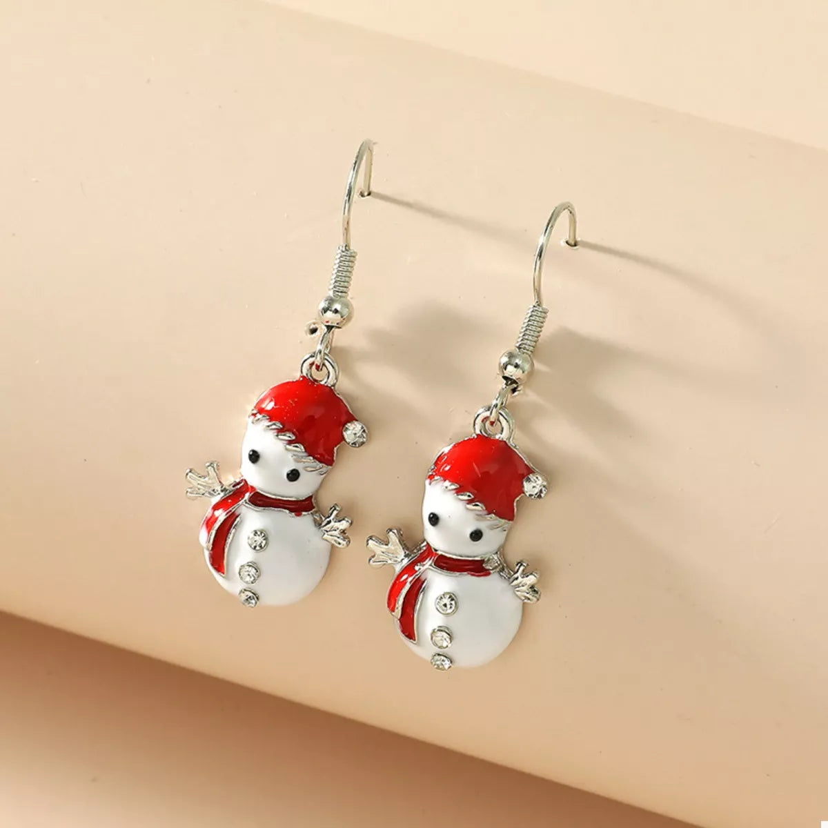 Christmas Snowman Drop Earrings in Red - women's drop earrings