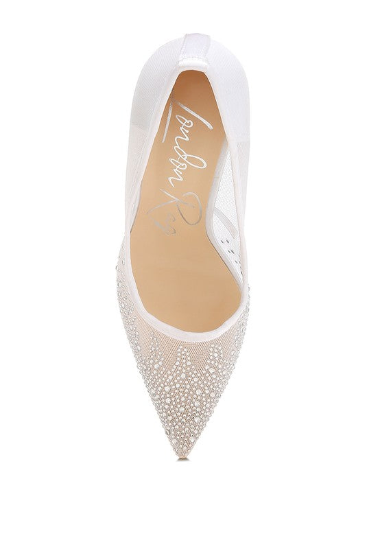 Mesh Rhinestone Pumps