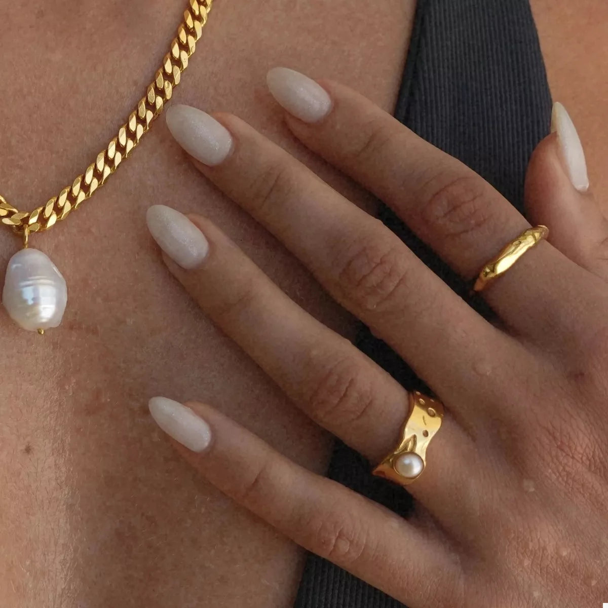 18K Gold-Plated Pearl Ring - alternate ring view