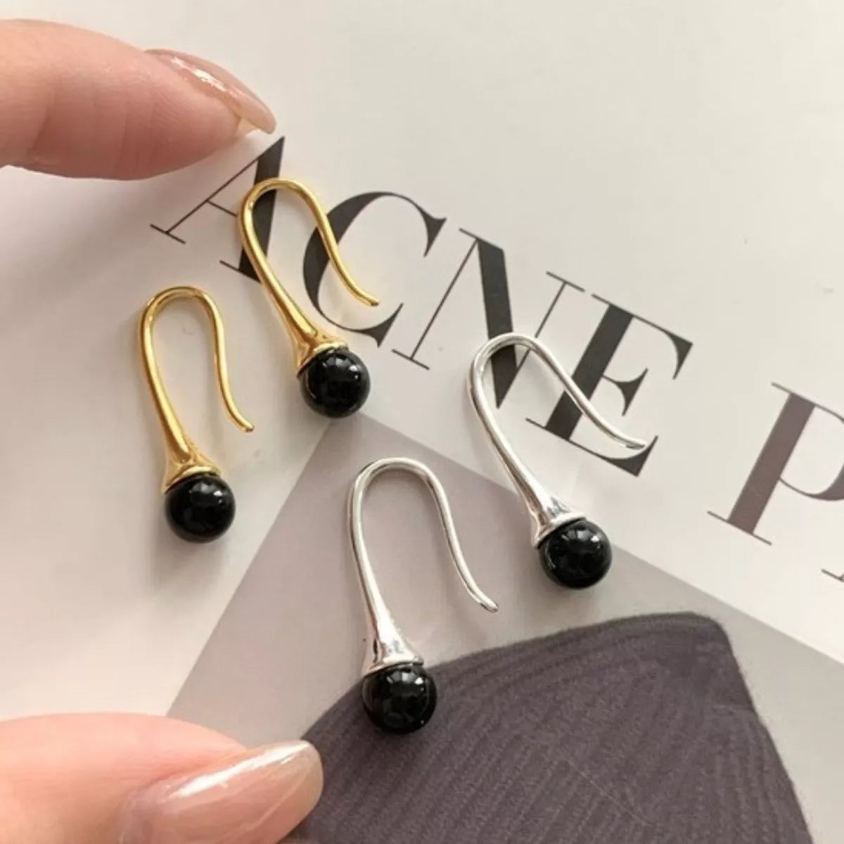 Teardrop Hook Earrings in Silver - women's drop earrings