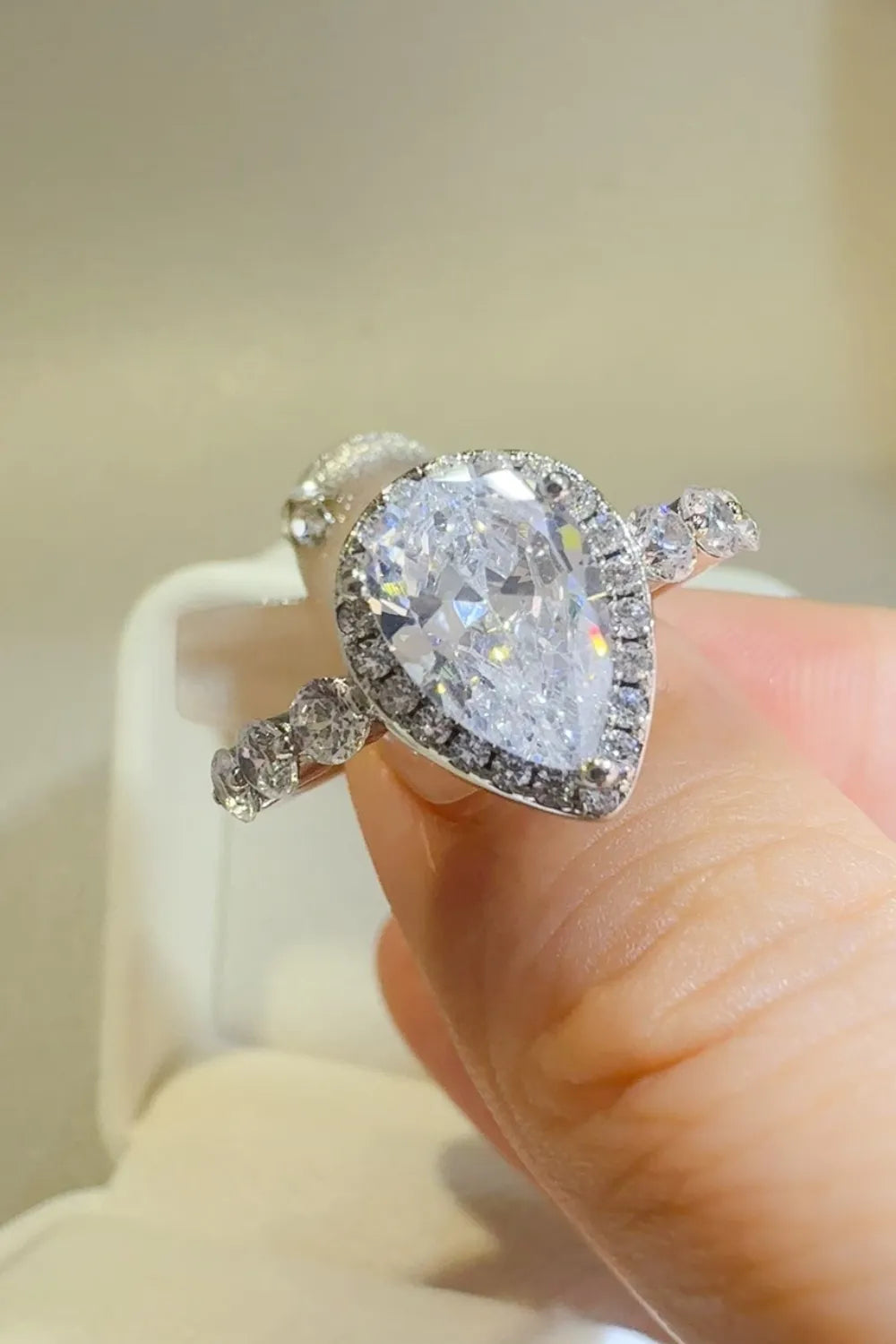 2 Carat Moissanite Sterling Silver Ring in Silver - women's ring