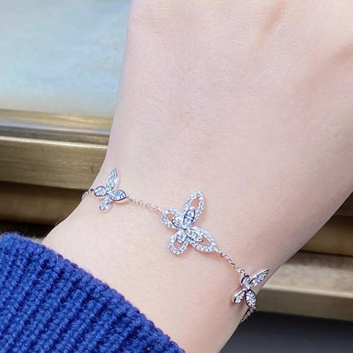 Sterling Silver Chain Butterfly Bracelet - alternate jewelry view