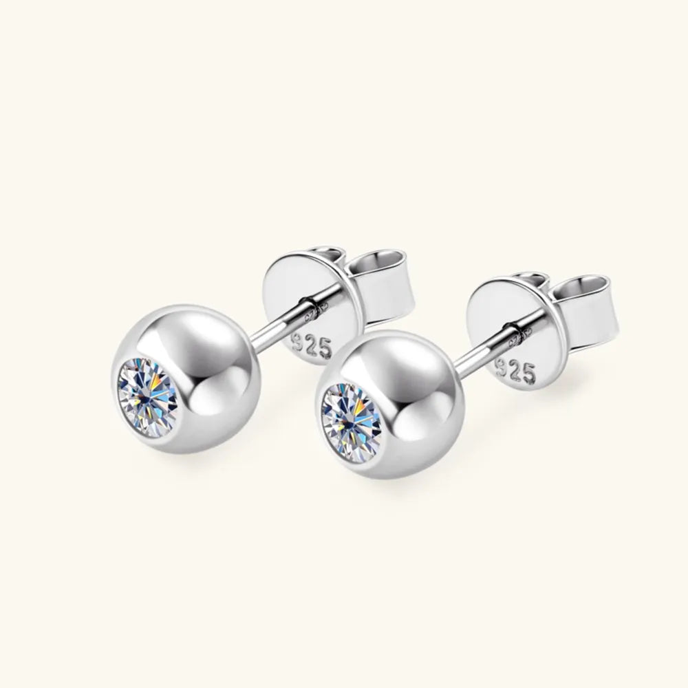Moissanite Sterling Silver Stud Earrings - alternate earring view