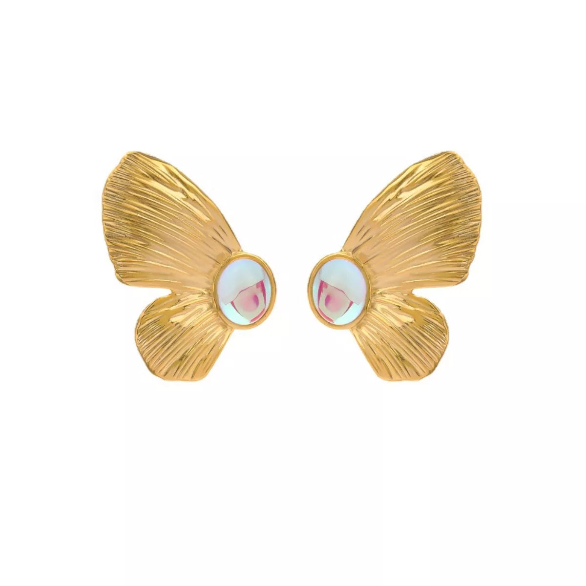 18K Gold-Plated Butterfly Wing Earrings - alternate earring view