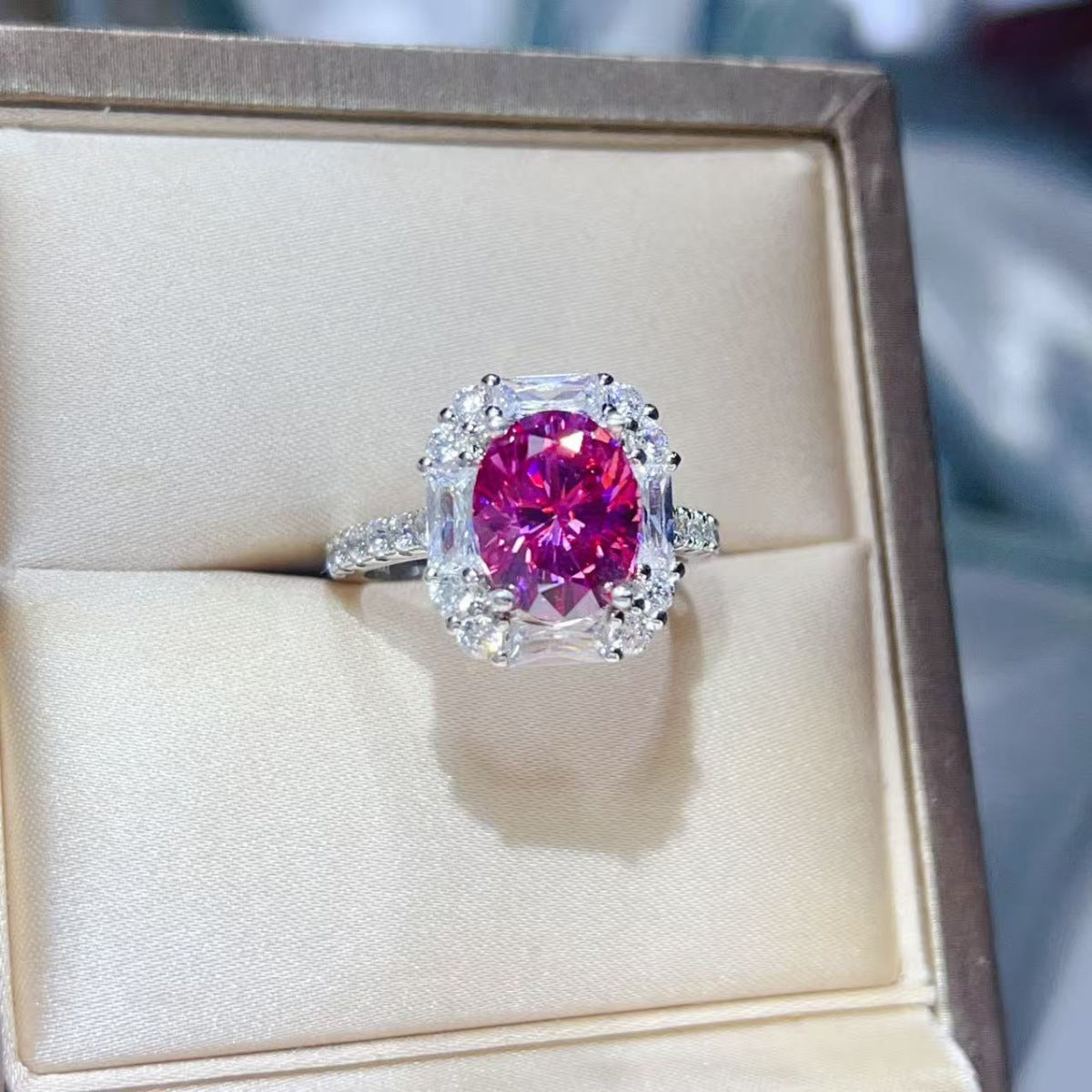 3 Carat Moissanite Sterling Silver Ring in Silver - women's ring