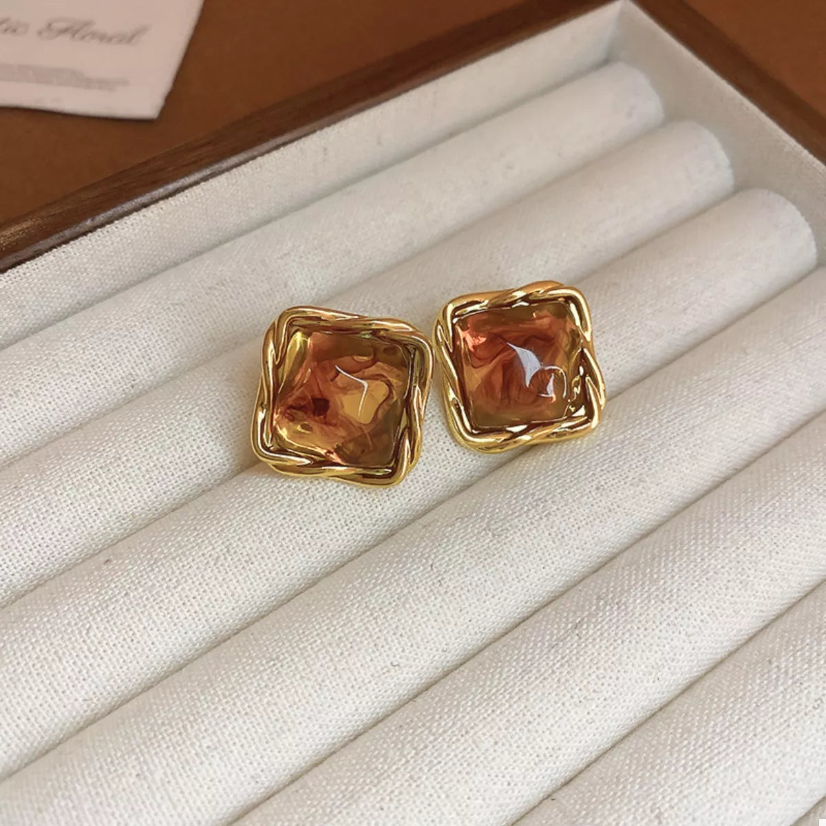 18K Gold-Plated Alloy Resin Geometric Earrings in Style C - women's earrings