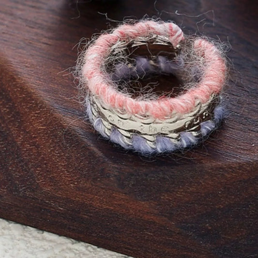 Brass Yarn-Wrapped Open Ring in Green - women's open ring