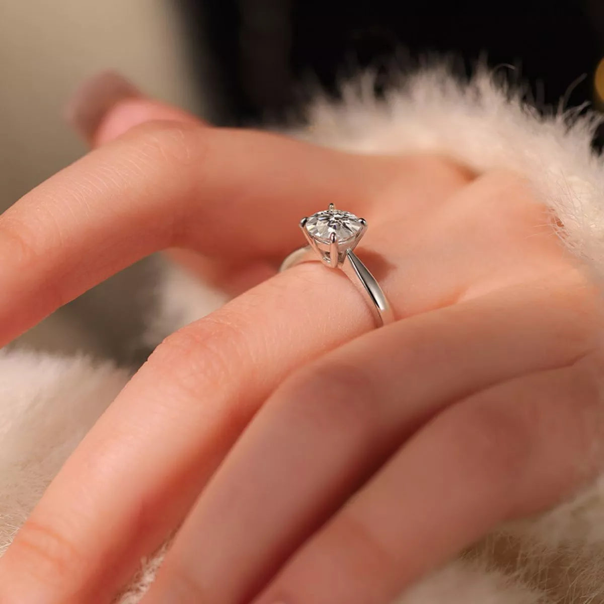 1 Carat Sterling Silver Moissanite Ring - alternate ring view