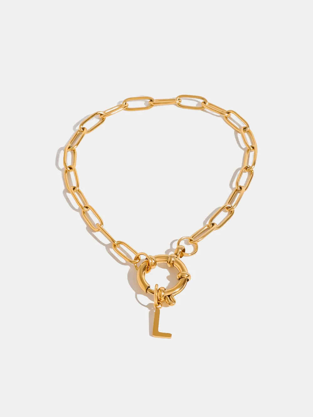 18K Gold-Plated Stainless Steel Letter L Bracelet in Gold - women's bracelet