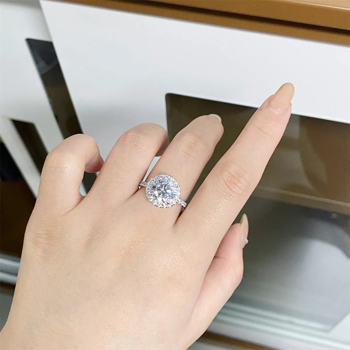 5 Carat Moissanite Sterling Silver Round Ring in Silver - women's ring