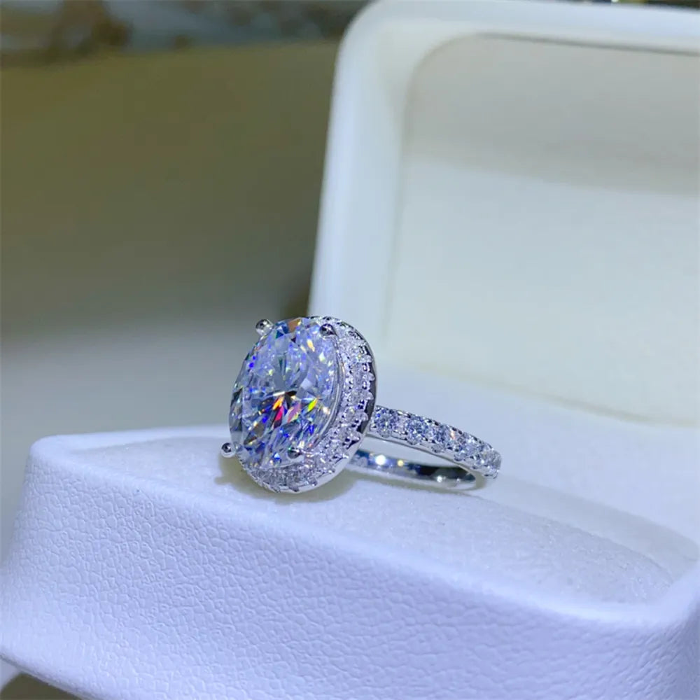 5 Carat Moissanite Sterling Silver Ring in Silver - women's ring