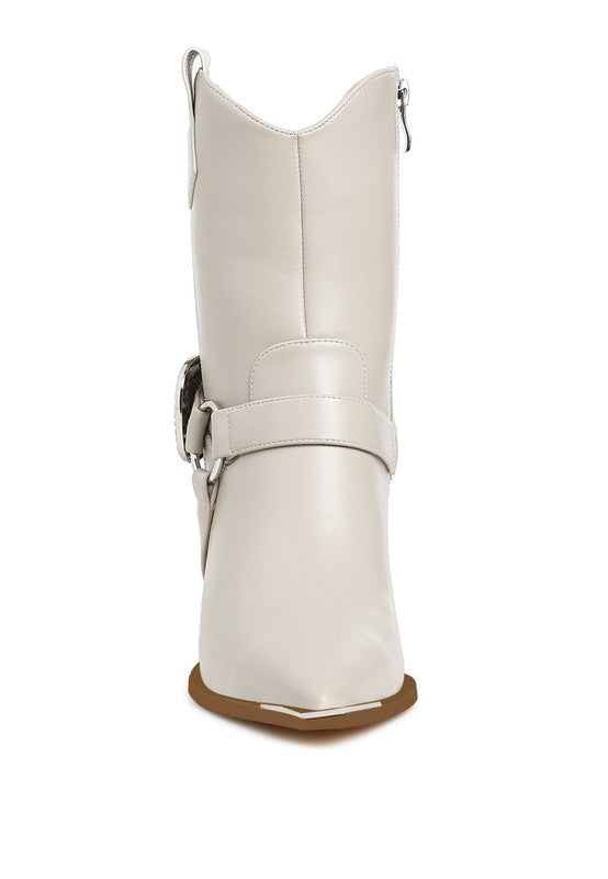 Embellished Pin Buckle Boots