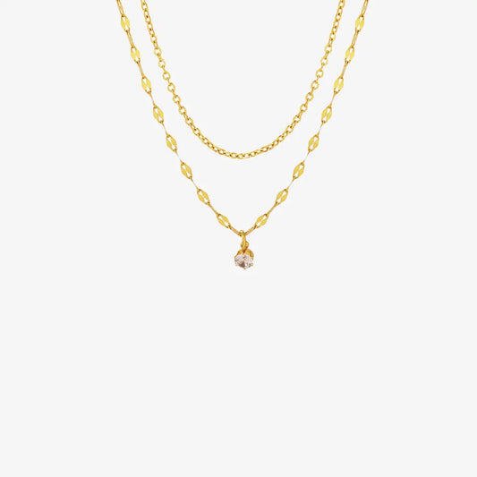 Titanium Steel Double-Layered Necklace - alternate necklace view