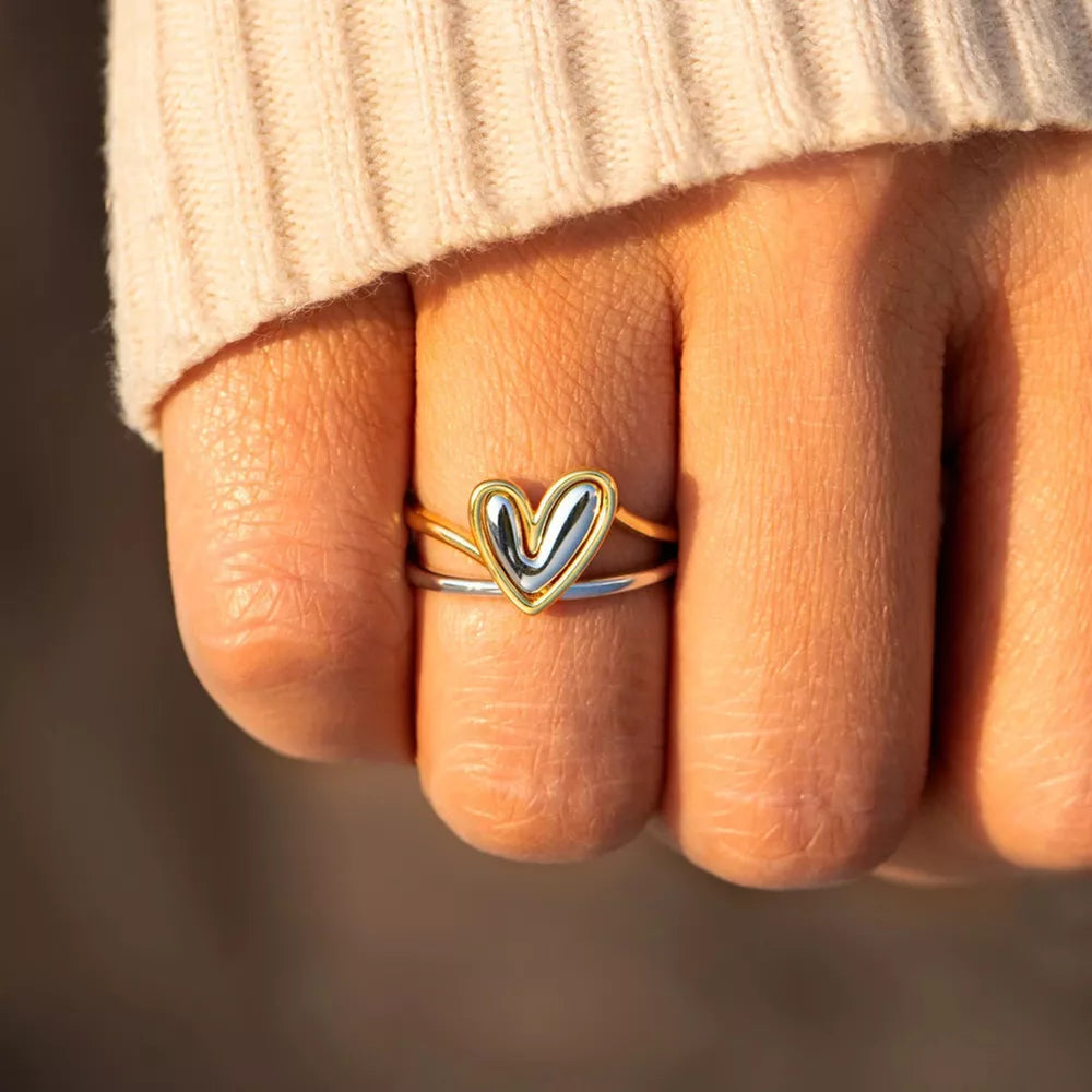 Heart Shape Irregular Sterling Silver Ring in Gold - women's ring