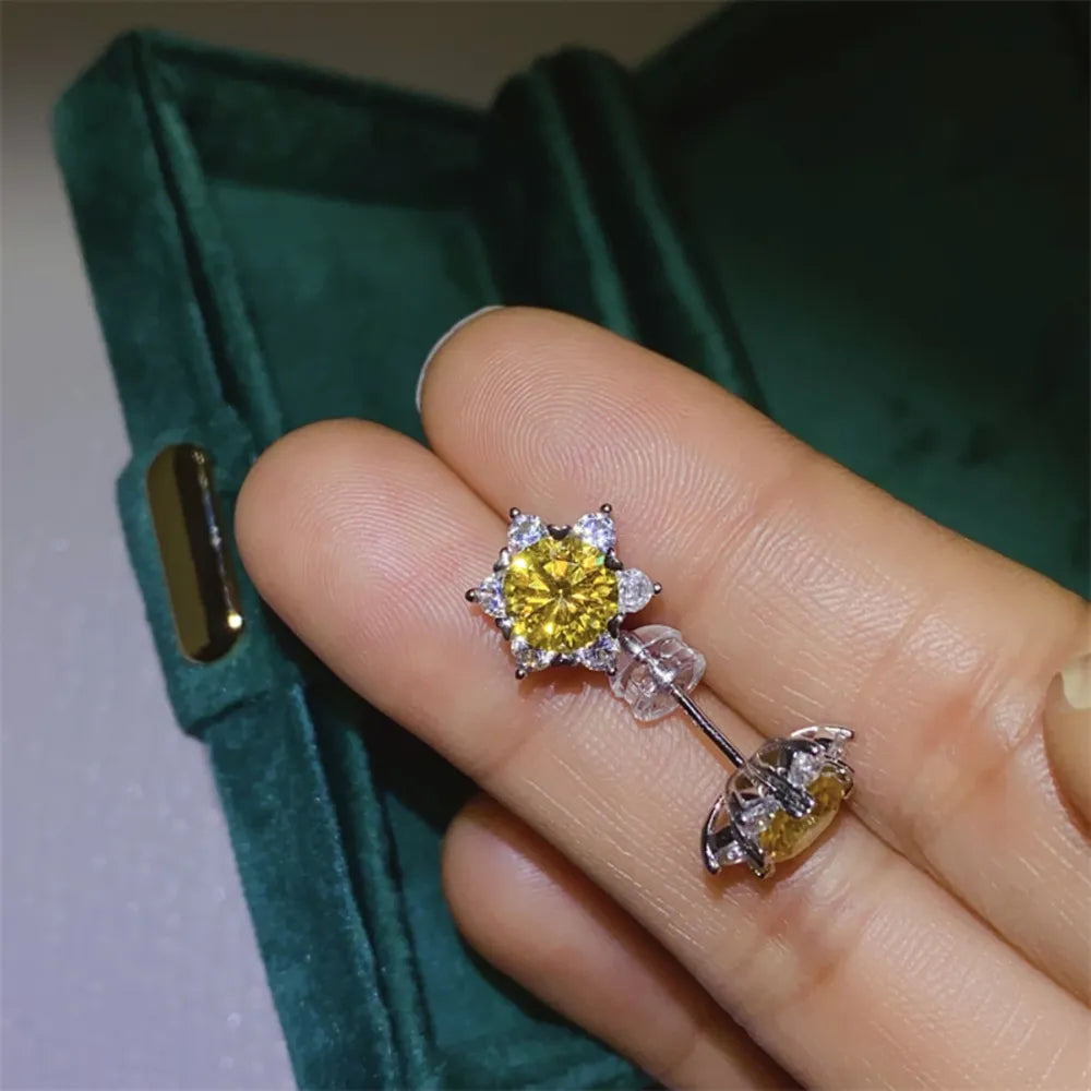 2 Carat Moissanite Sterling Silver Stud Earrings - alternate earring view
