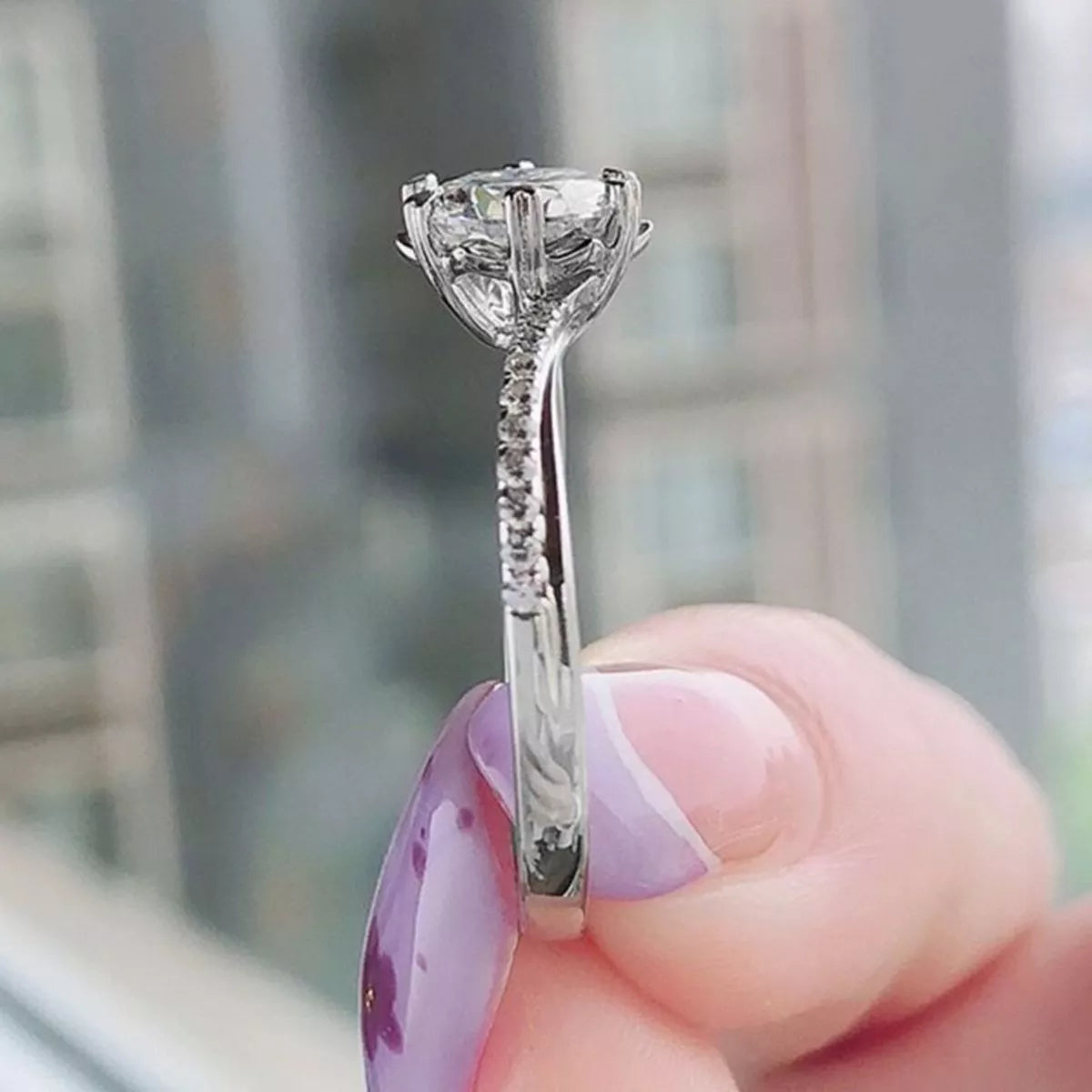 1 Carat Sterling Silver Moissanite Ring - alternate ring view